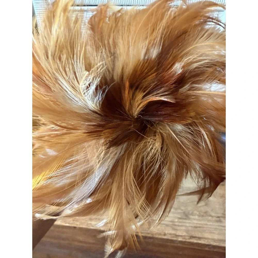 Vintage Chinese Chicken Feather Duster w/ Hooked Bamboo Handle 24-26